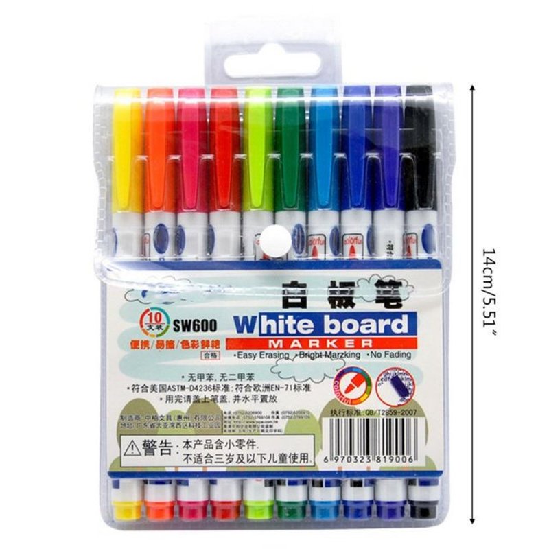 10 Colors Erasable Whiteboard Marker Pen Non Toxic Sign Fine