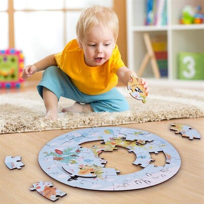 iPlay, iLearn Kids Wooden World Map Jigsaw Puzzles, Jumbo Ro