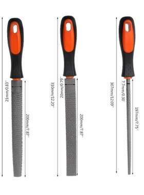 3Pcs/Set Wood Rasp Steel File Carving Flat Round Semi-circul