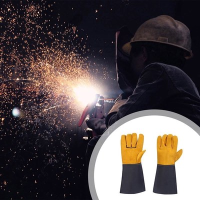 Welding Work Gloves Palm Welders Thick Cow Split Leather Kit