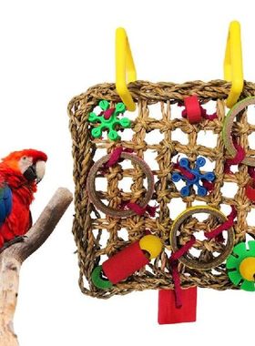 Bird Climbing Net Parrot Toys Woven Seagrass Biting Hanging