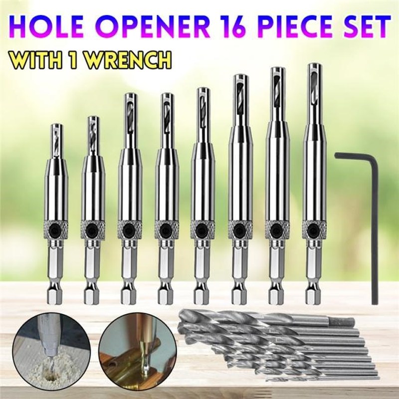 16Pcs Woodworking Self Centering Hinge Hole Puncher Opener H