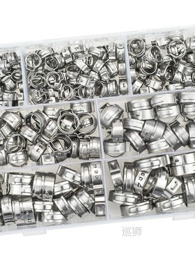 128pcs 304 Stainless Steel Single Ear Stepless Hose Clamps C