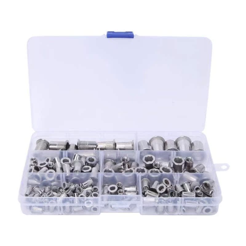 165 Pcs M3 M4 M5 M6 M8 M10 Rivet Nuts Flat Head Threaded Ins
