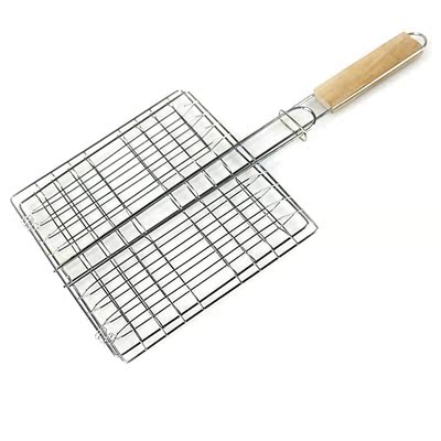 1 Pc Grill Basket Wire Rack With Grids Reusable Folding BBQ