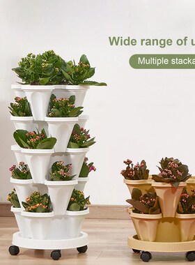 Stackable Vertical Planter Gardening Nursery Pots for Strawb