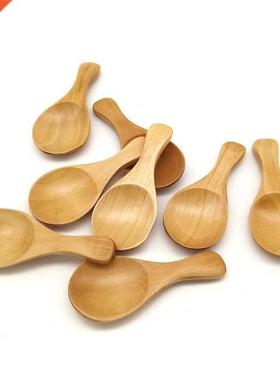 8Pcs Small Wooden Salt Spoon Solid Wood Condiments Spoon Han