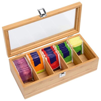 Bamboo System Tea Bag Jewelry Organizer Storage Box 5 Compar