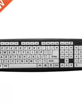 104 Keys USB Wired Large Print White Keys Black Letter PC Co