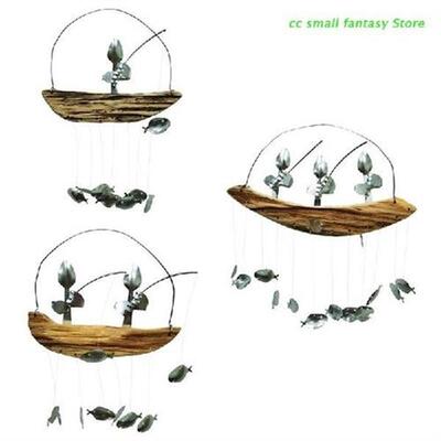 Fishing Man Wind Chime Spoon Fish Sculptures Windchime