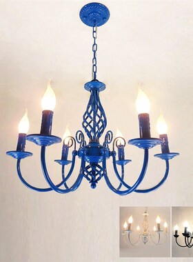 Country garden Black white blue chandelier light LED candle