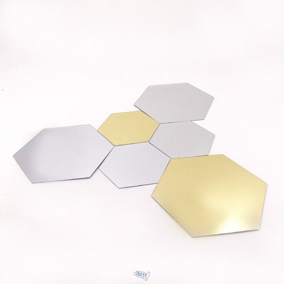 12Pcs 3D Decorative Mirrors Hexagon Vinyl Removable Wall Sti
