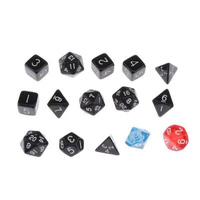 15pcs Polyhedral Dice TRPG Dices Acrylic for Dungeons &a