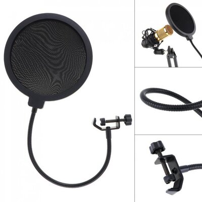Black Double Layer Studio Microphone Flexible Wind Screen Ma