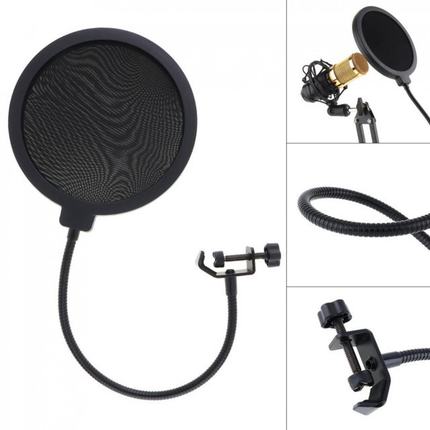 Black Double Layer Studio Microphone Flexible Wind Screen Ma