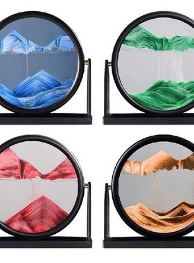 Moving Sand Art Picture LED Round Glass 3D Deep Sandscape