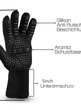 1 Pair BBQ Oven Gloves - Fireproof Heat Resiant Grill Kitc