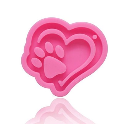 Crystal Epoxy Resin Mold Love Heart Bear Paw Keychain Castin