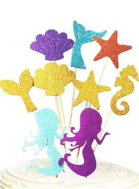 FunPa 52PCS Cake Topper Glitter Mermaid Seashell Seahorse