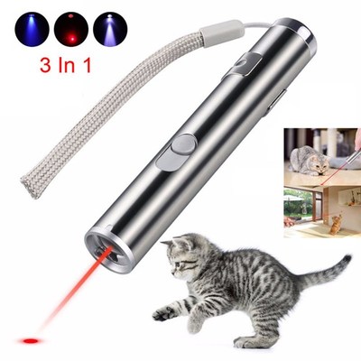 Lazer-Pointer Flashlight Laser Rechargeable UV USB Red 3-In1