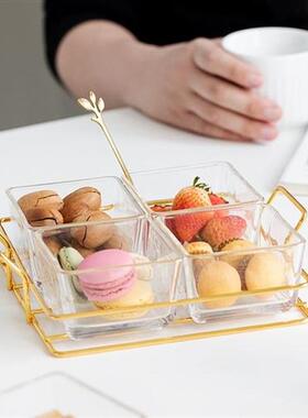 Creative Snack Platter Candy Glass Plate Bowl with Wood And