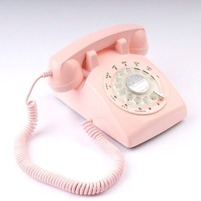 Corded Telephone Rotary Dial Home Telephone Pink Antique