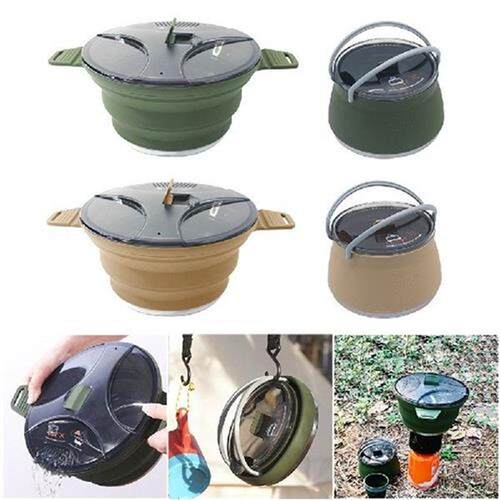 Folding Pot Silicone Camping Kettle Pan Portable