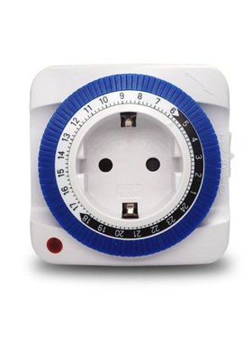 EU 24 Hours Timer Switch Socket 230V 16A 15min to 24H Progra