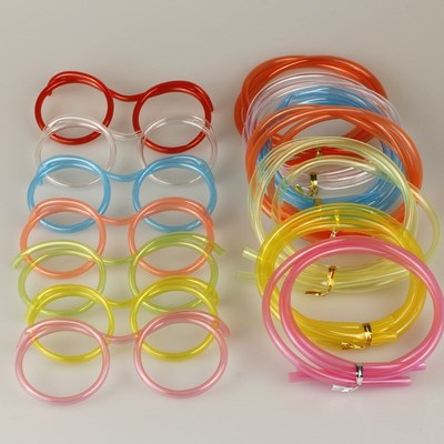 Funny Soft Glasses Straw Unique Flexible Drinking Tube Kids