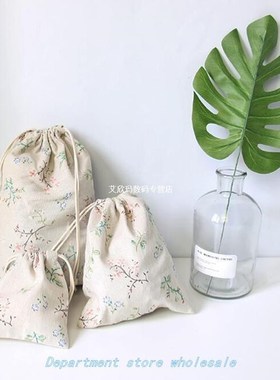 3pcs/set Handmade Cotton Linen Storage Package Bag Drawstrin