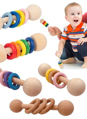 1PC Organic Wood Montessori Style Baby Teether Toys Wooden