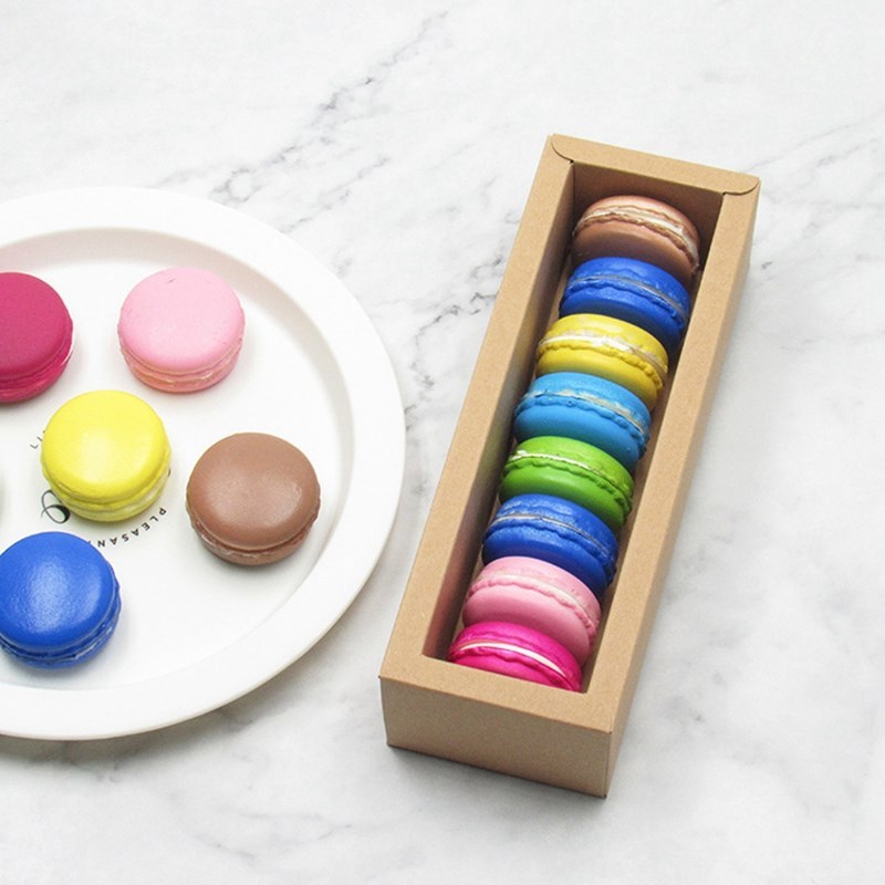 Macaron Transparent Window Box Kraft Paper Drawer Box Baking