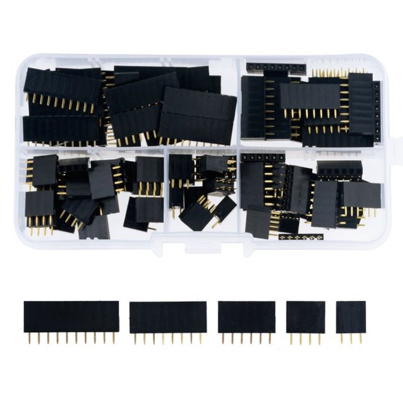 90PCS/Box 2.54mm Pitch Single Row Female 3-10P PCB Socket Bo