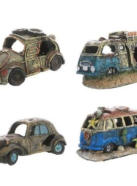 Aquarium Resin Wreck Car Betta Tank Accessories for