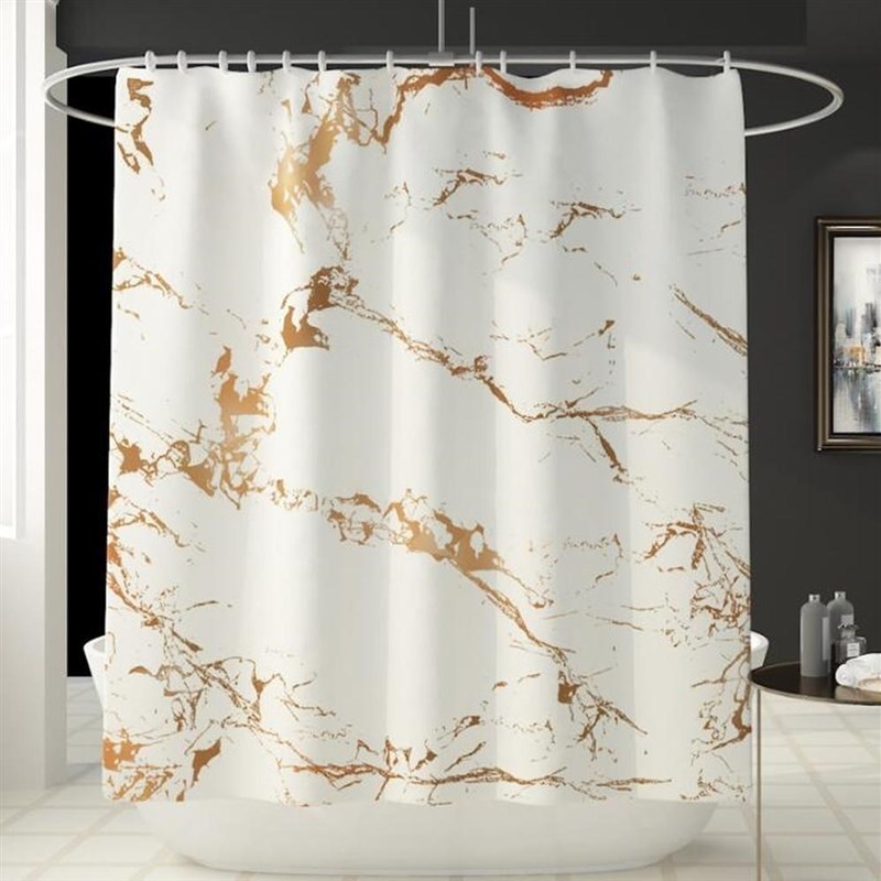 WUJIE 4Pcs 71x71'' Marble Pattern Shower Curtain Set