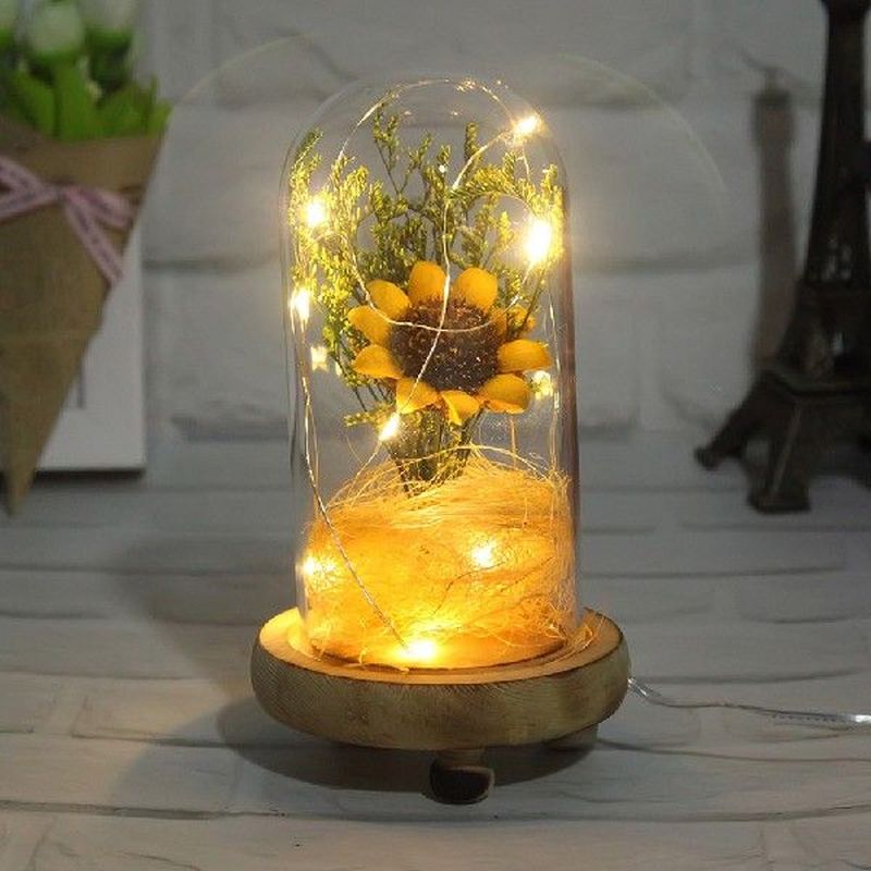 Sunflower Warm Light Lamp Glass Cover Dome Lamp Bedside