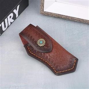 Cowhide Fold Knife Leather Sheath Scabbard Straight Pocket