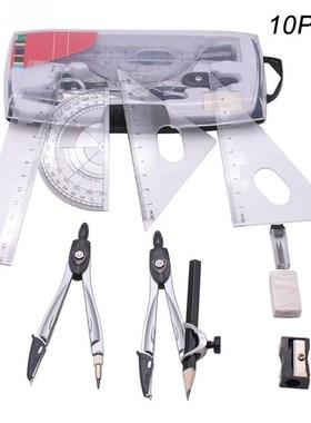 10pcs set Plastic metal Geometry Protractor Drawing School E