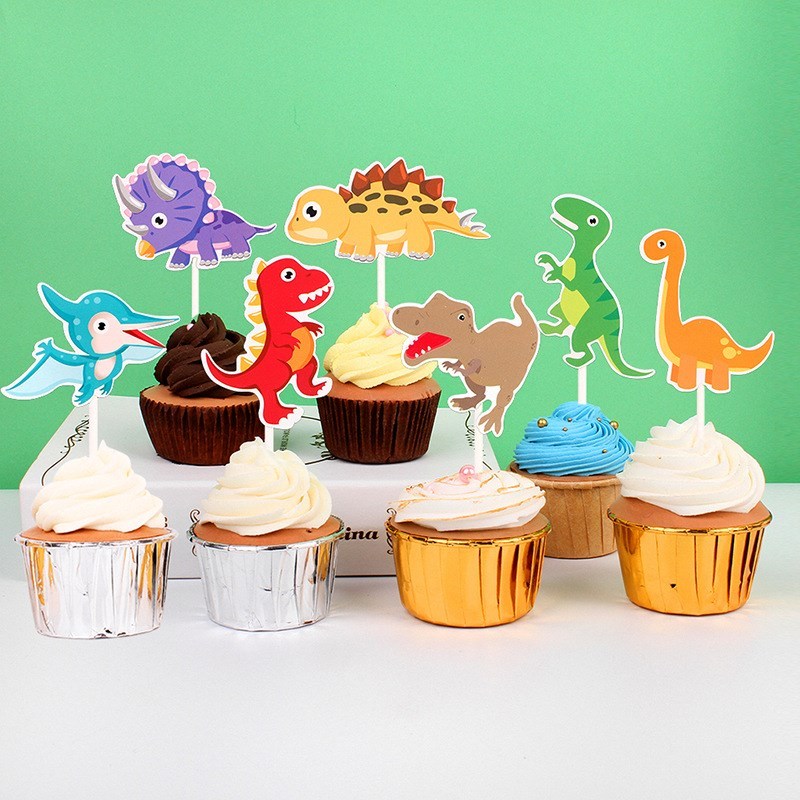 7pcs Cute Dinosaur Cup Cake Topper Dinosaur Party Dino Roar