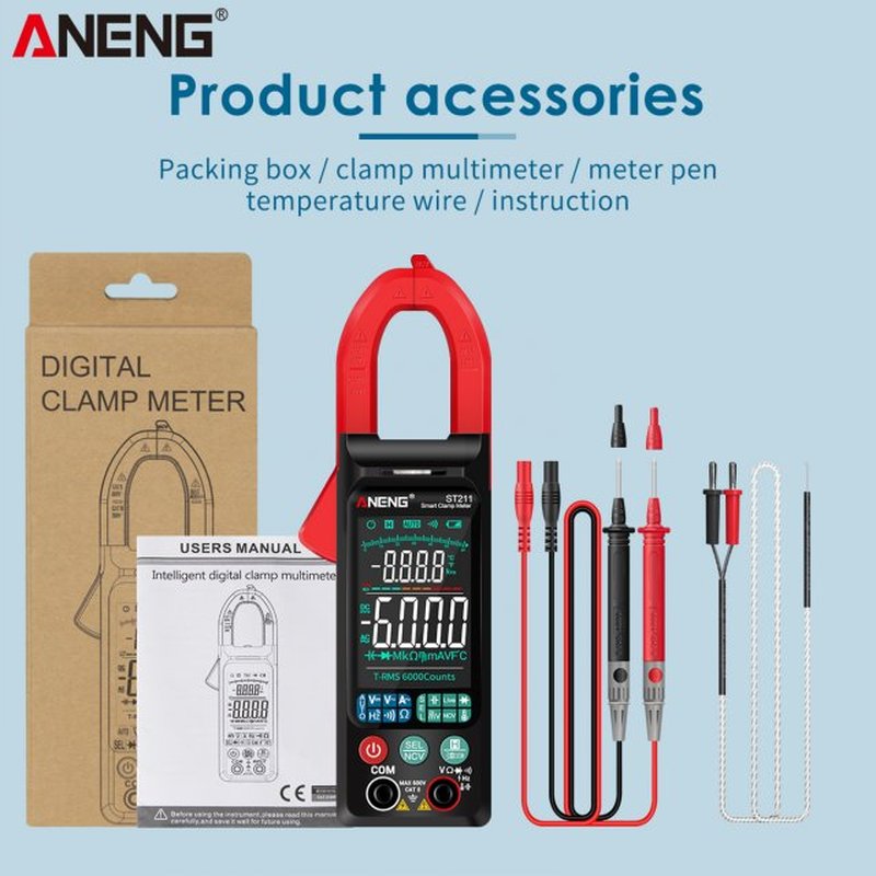 ST211 Digital Clamp Meter 400A Automatic Range Multimeter wi