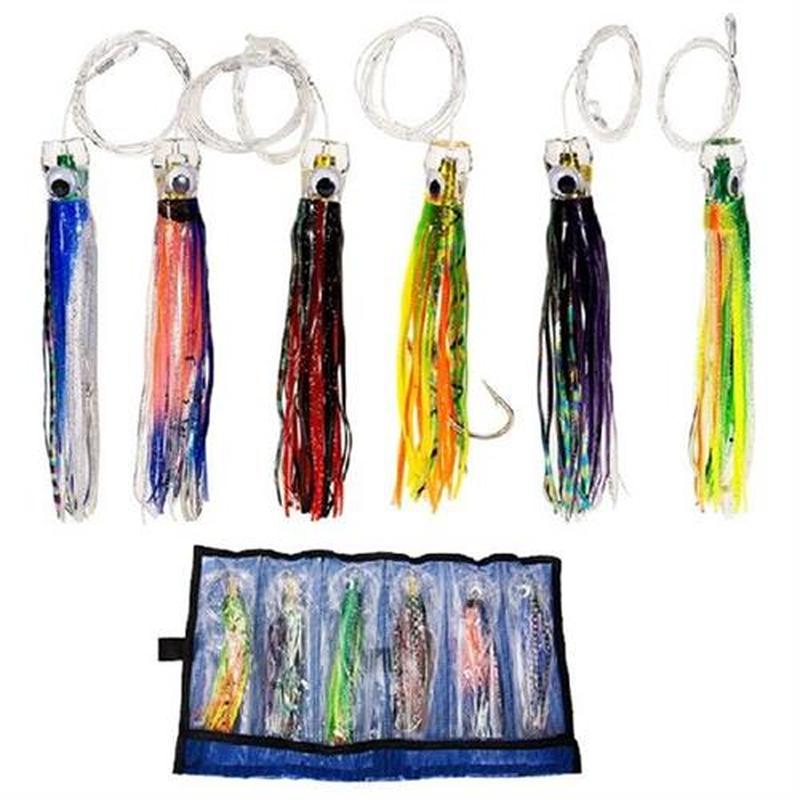 1 Set Of 6Pcs 6.5 Inch Trolling Skirt Lures Marlin Tuna Big