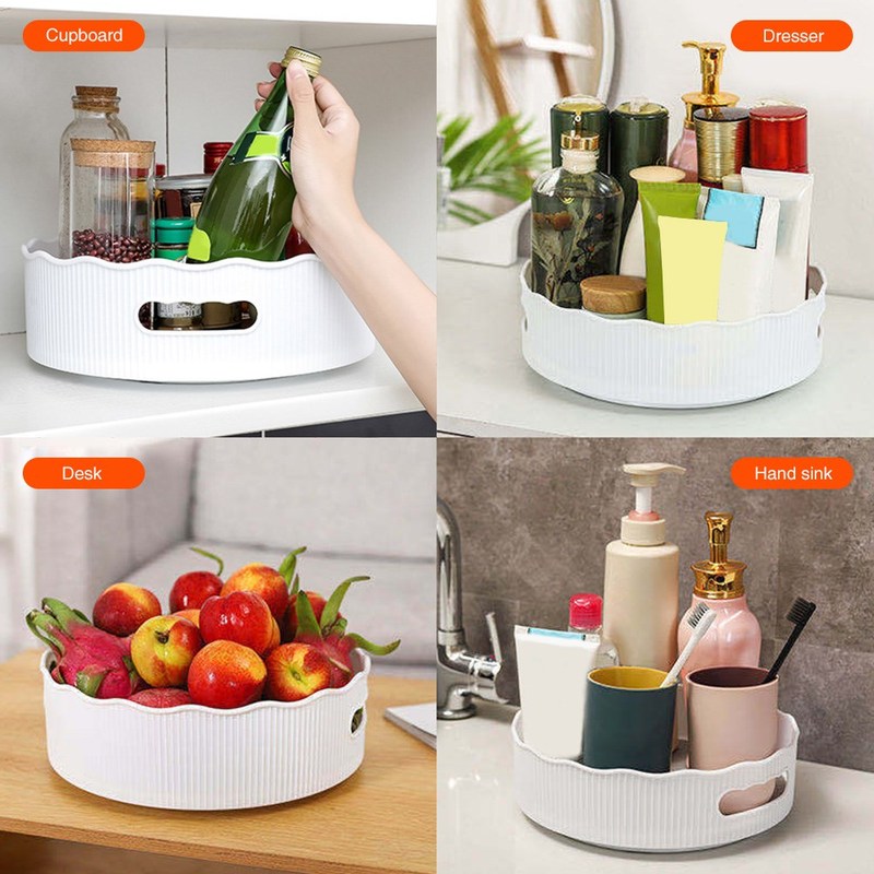 Kitchen Durable Rotating Round Spice Storage Rack Tray Turnt