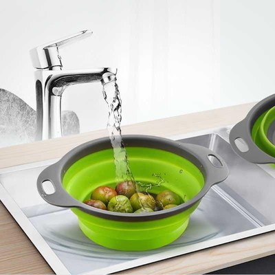 Stock Foldable Colander Food Grade Pasta Strainer Fruit Vege