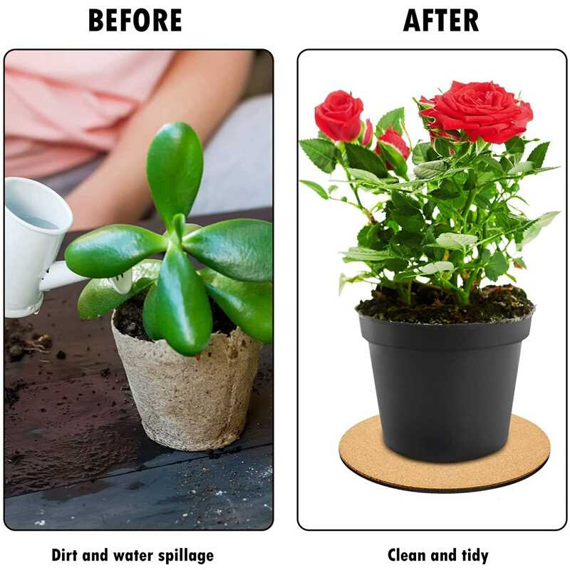 3Pcs Cork Plant Mat Plastic Plant Mat Round Plate Pad for