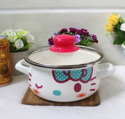 Kitty Soup pot Enamel pan mini milk stew pot kitchen cookwar