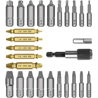 22 pcs Damaged Screw Extractor Set Broken Screw Or Bolt Stri