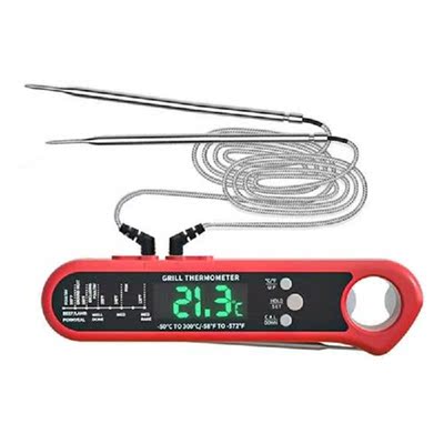Kitchen Digital Thermometer with Foldable Long Probe Remote