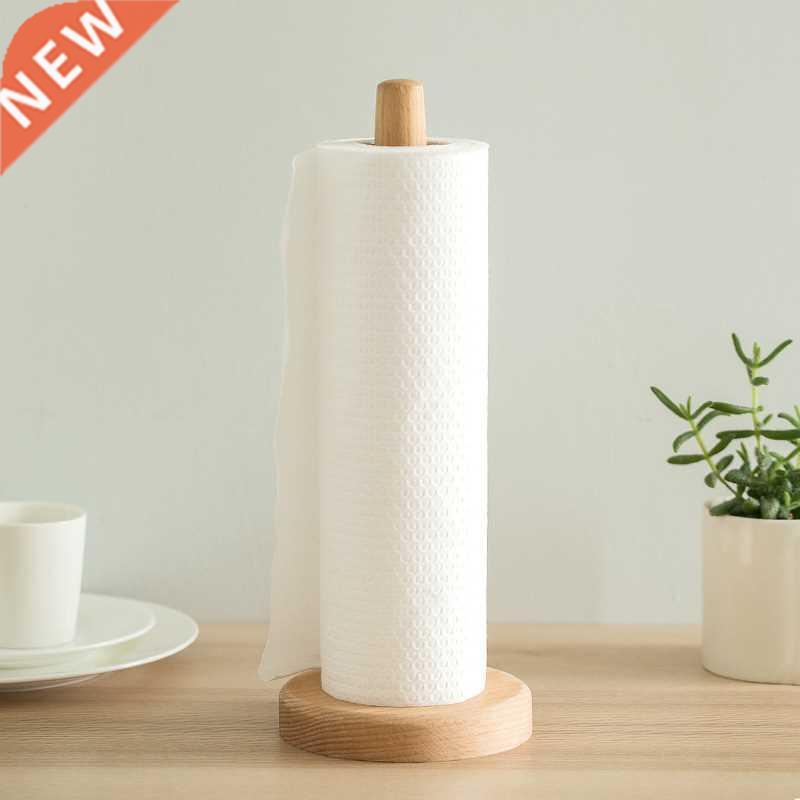 Kitchen Wooden Roll Paper Towel Holder Bathroom Tissue Verti