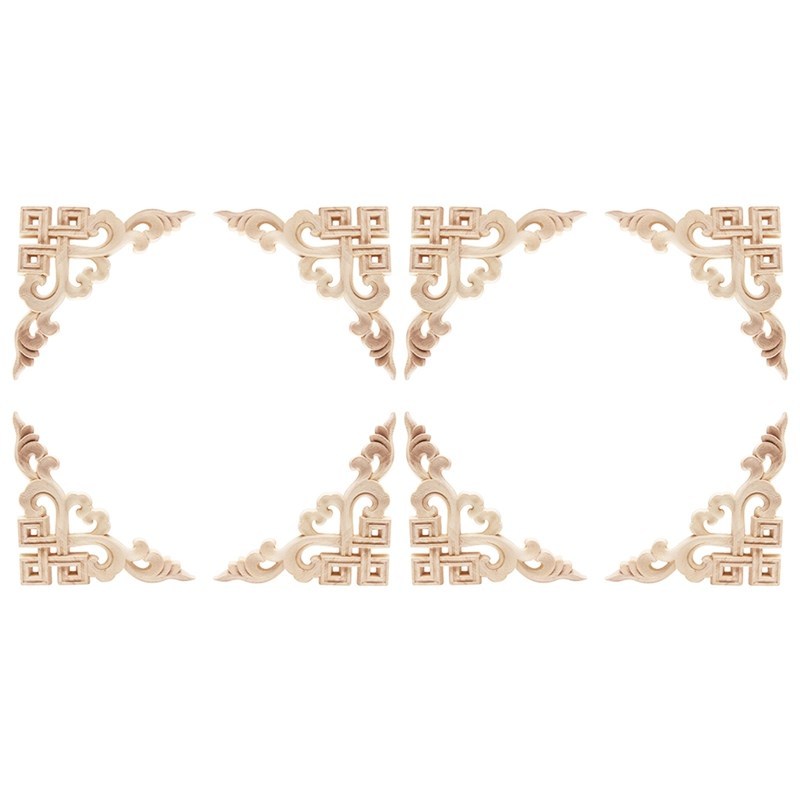 8PCS Unpainted Wooden Mouldings Decal European Wood Applique