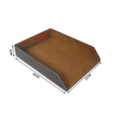 PU Leather Collection Letter Tray,Document Desk Stackable Of